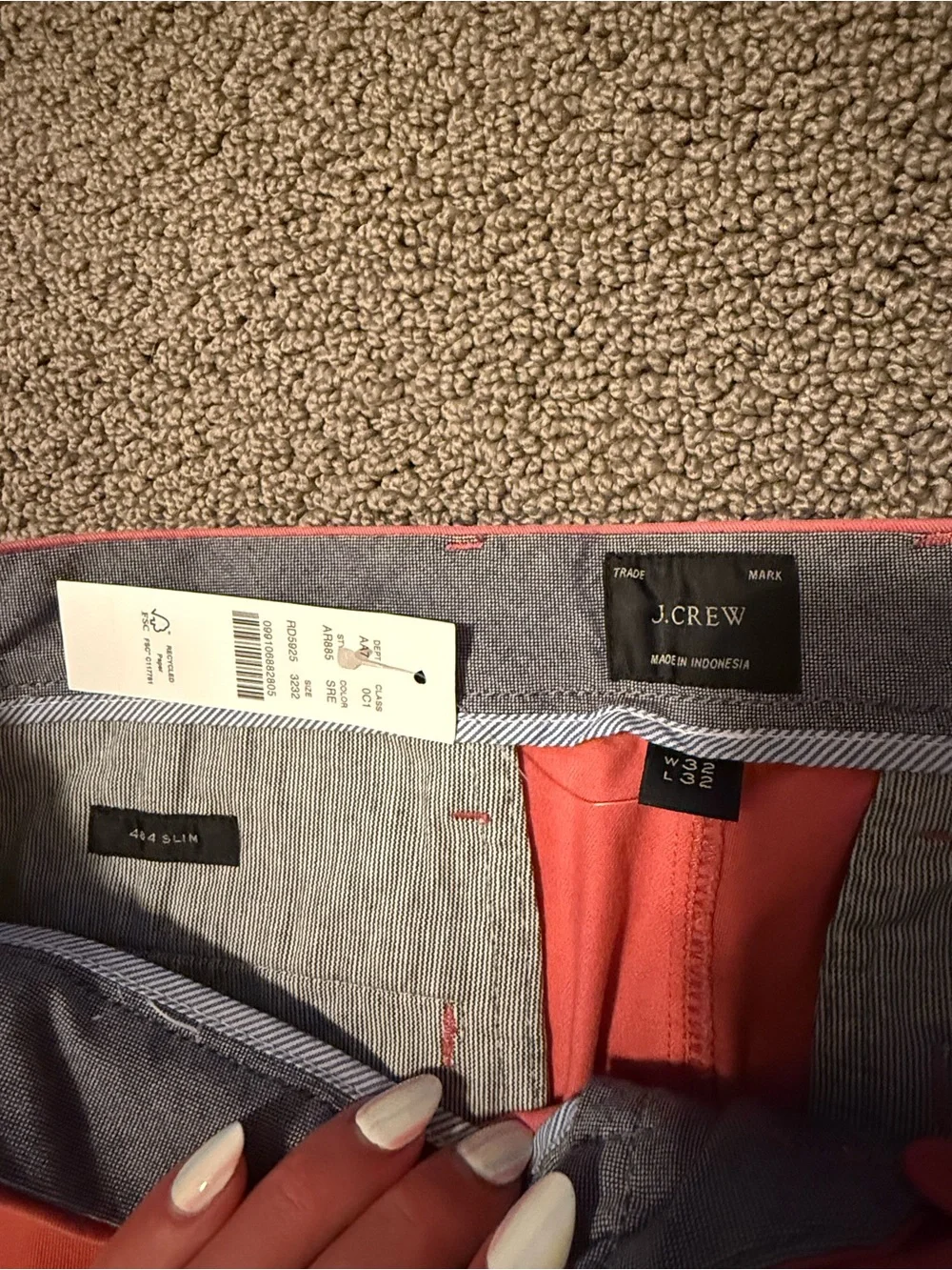NWT J. Crew Trade Slim Coral Chinos Slim 32x32